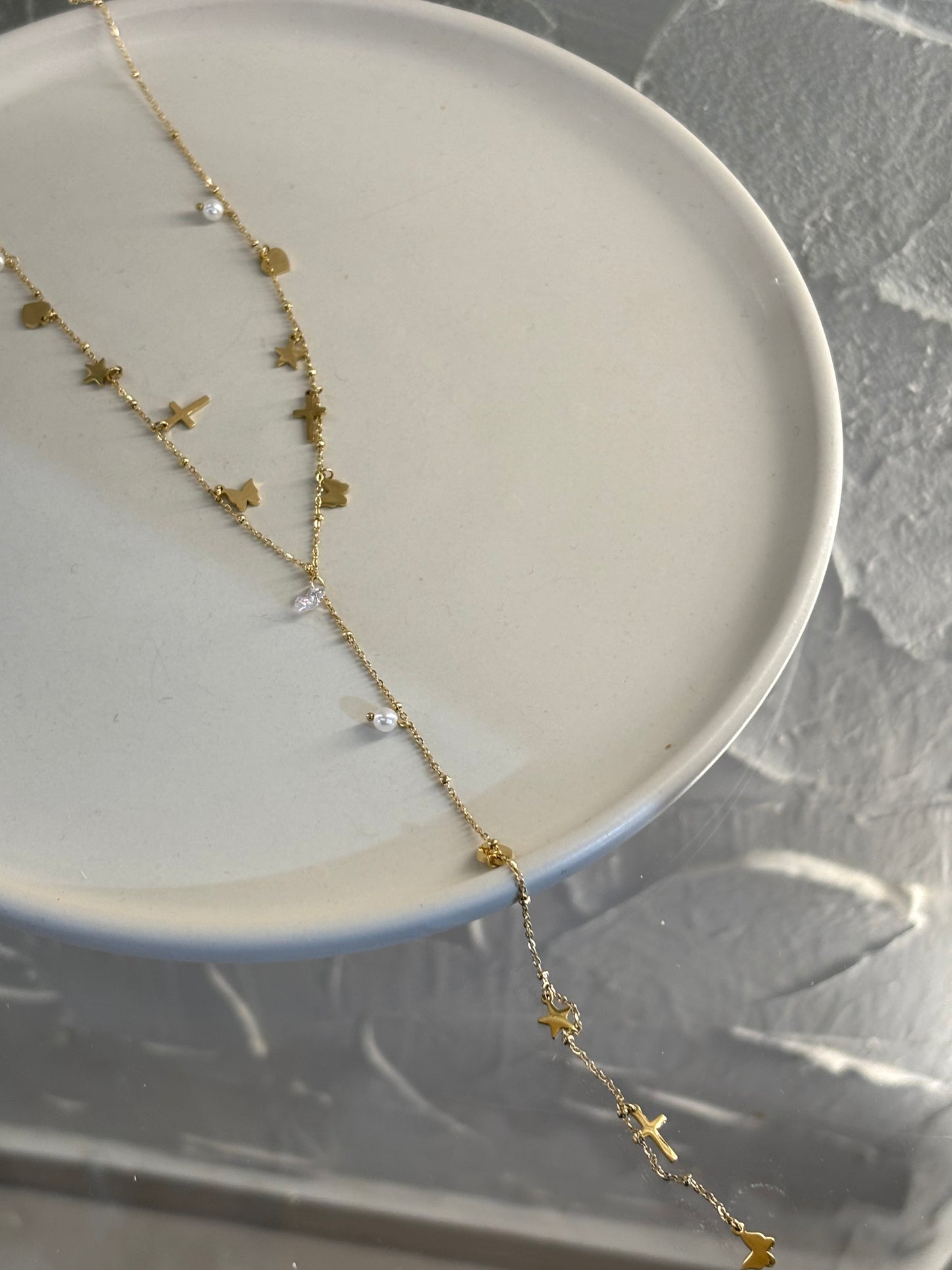 ✨Stela’s Κολιέ ατσάλινο μακρύ με διάφορα σύμβολα σε χρυσό 🤎