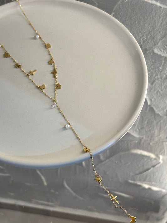 ✨Stela’s Κολιέ ατσάλινο μακρύ με διάφορα σύμβολα σε χρυσό 🤎