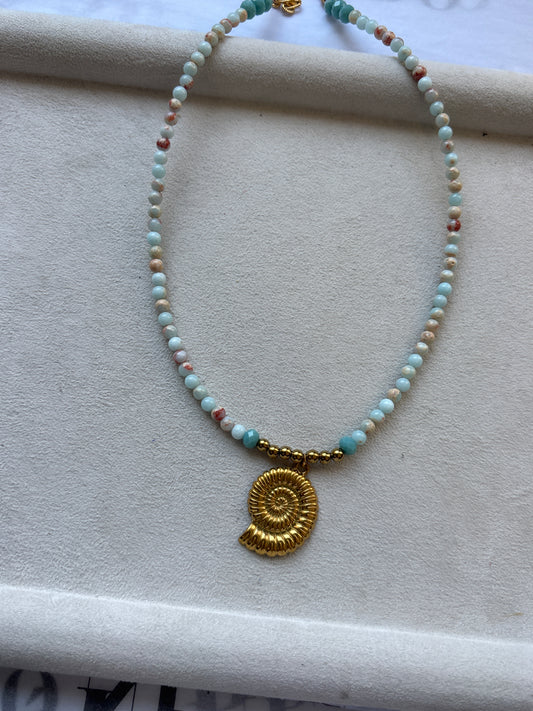 Coral Drift - Ατσάλινο κολιέ handmade by kika