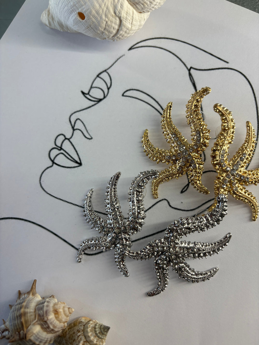 Σκουλαρίκια “Astrella” Αστερίας με Στρας – Gold ή Silver – Pnoe Studio