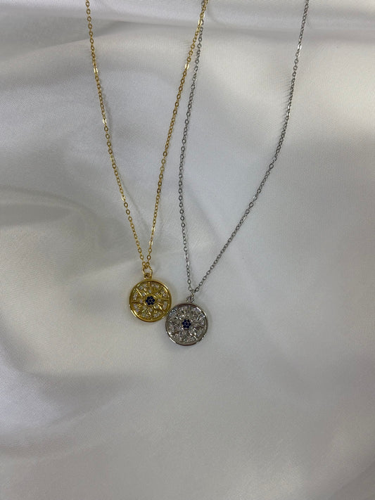 Κολιέ με Στρας και Μωβ Στοιχείο | Pnoe Studio