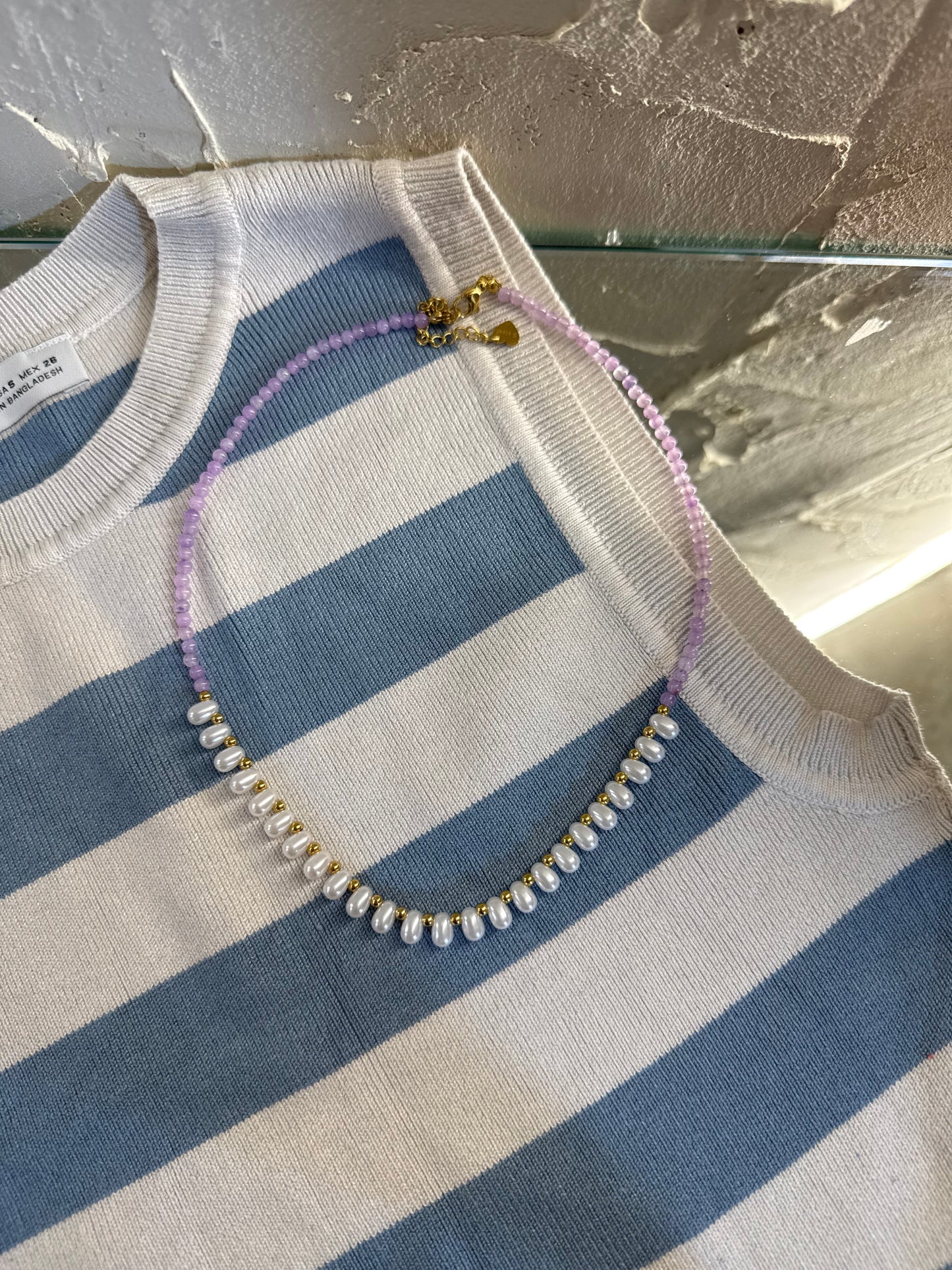 Μωβ κολιέ με πέτρες ✨