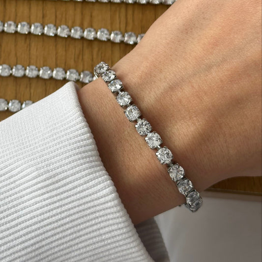 Βραχιόλι "Luminous Silver" με Στρας | Ατσάλινη Κατασκευή και Κομψότητα