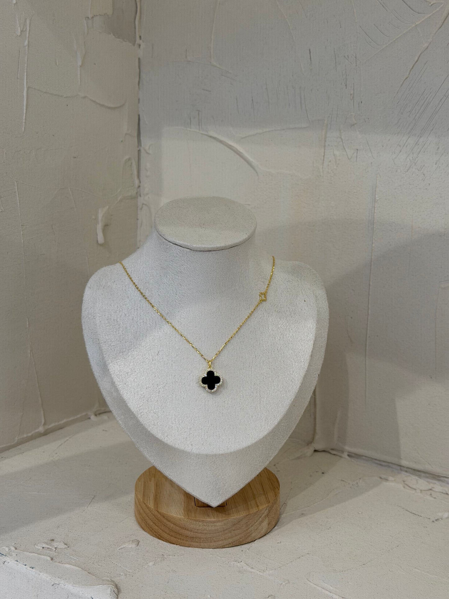 Black Ice Clover Necklace – Κολιέ 925 Ασήμι