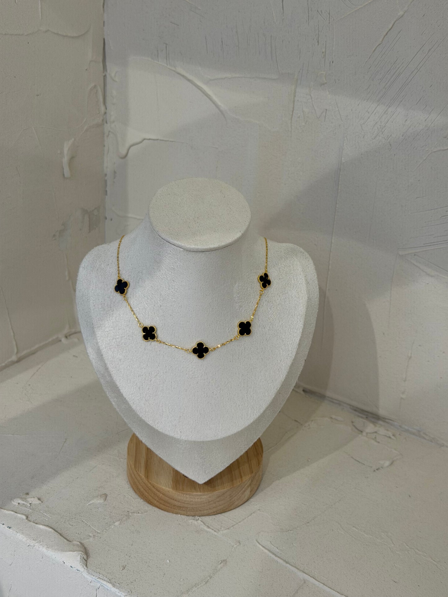 Black Ice Clover Chain Necklace – Κολιέ 925 Ασήμι