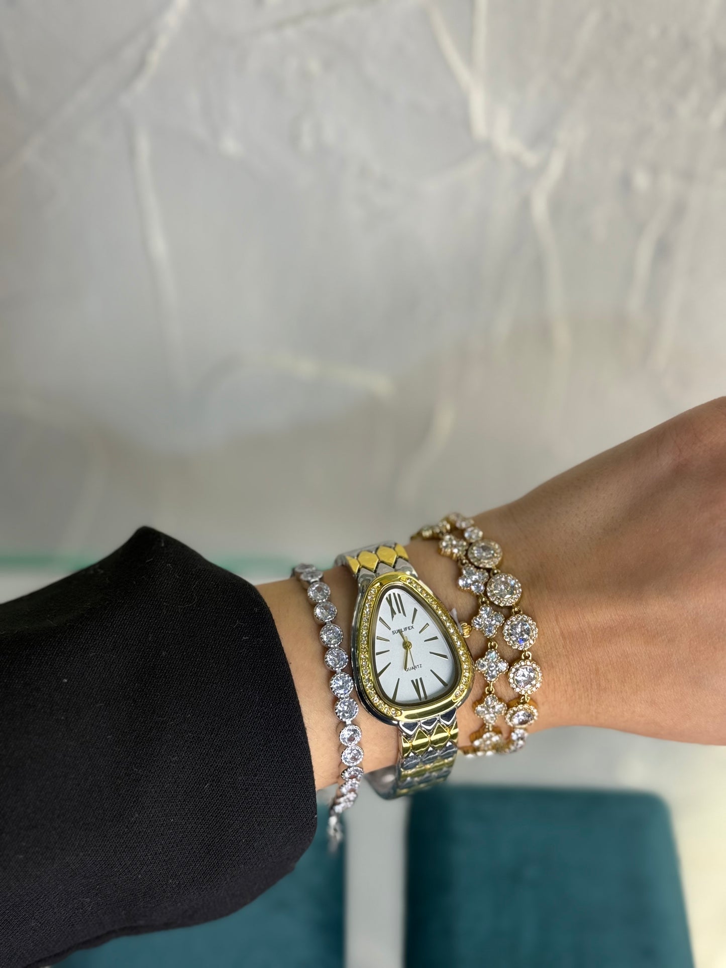 Serpenté ✨Ατσάλινο Ρολόι Χρυσό Ασημί