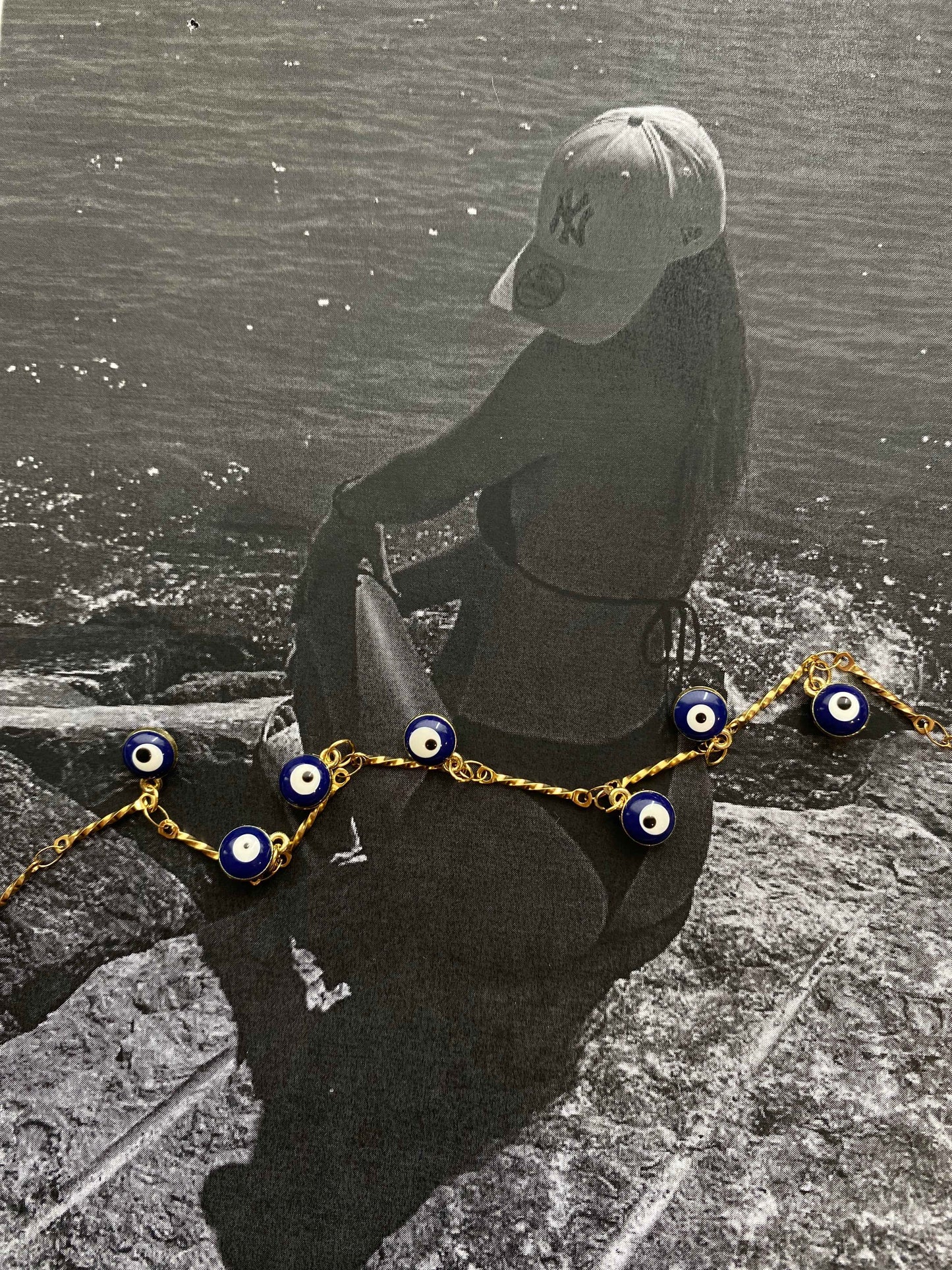 Blue Eye Anklet – Ατσάλινη Αλυσίδα Ποδιού με Ματάκια