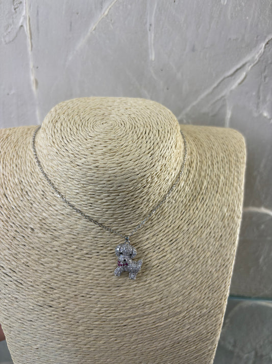 Κολιέ με σκυλάκι ατσάλινο ασημένιο