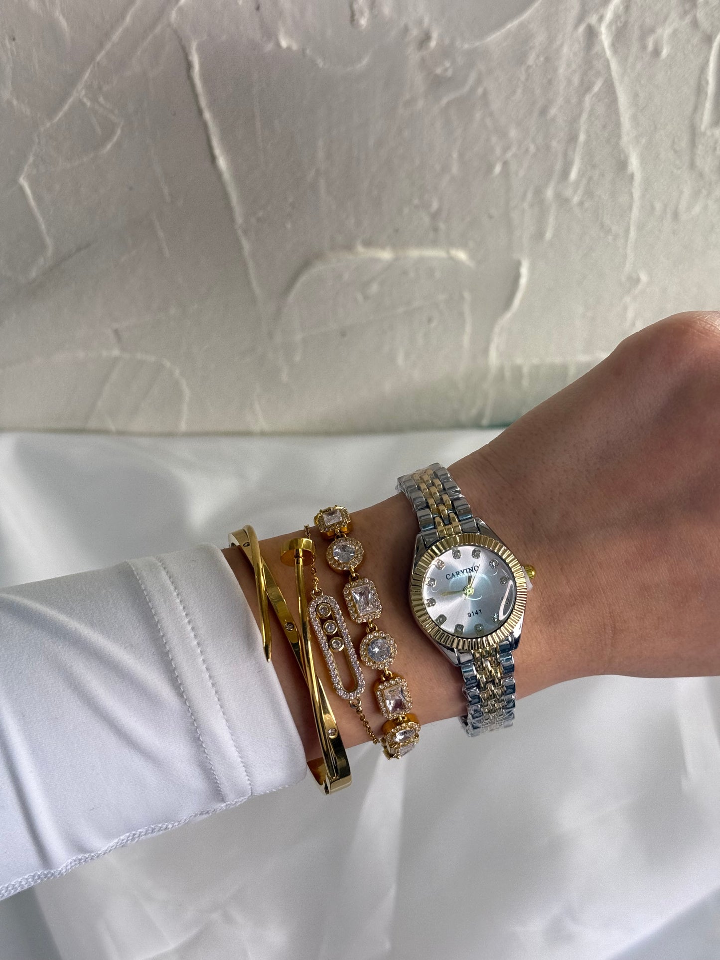 Ατσάλινο Ρολόι Στρόγγυλο Με Χρυσό Και Ασημί