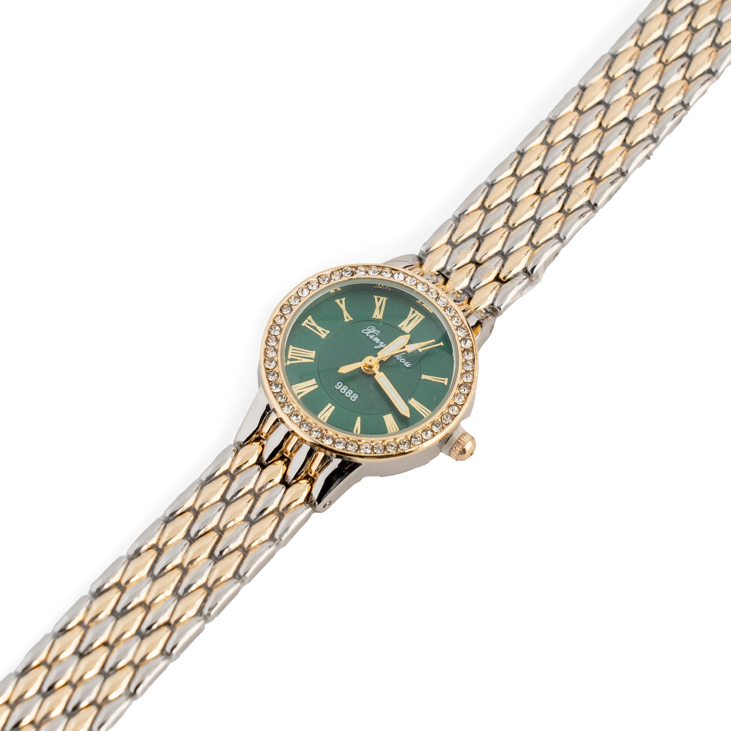 Ρολόι "Green Luxe" με Πράσινο Στρογγυλό Καντράν και Χρυσό-Ασημί Λουρί | Ατσάλινη Κατασκευή