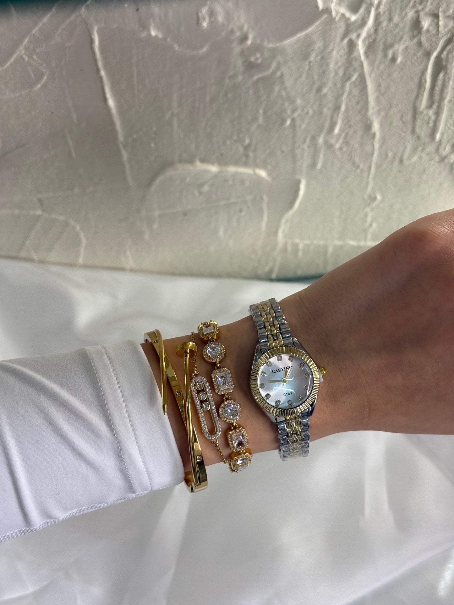 Ατσάλινο Ρολόι Στρόγγυλο Με Χρυσό Και Ασημί