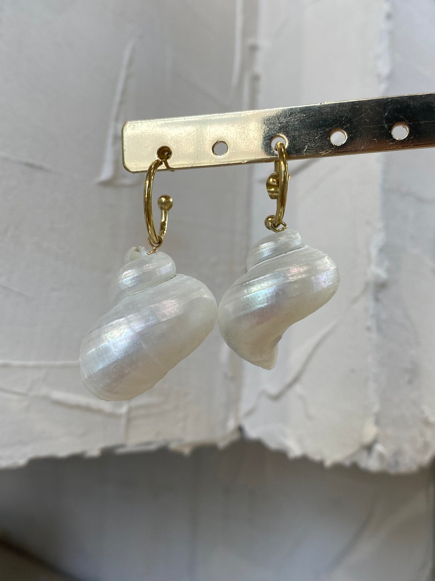 Pearl Shell Hoops - Stainless Steel