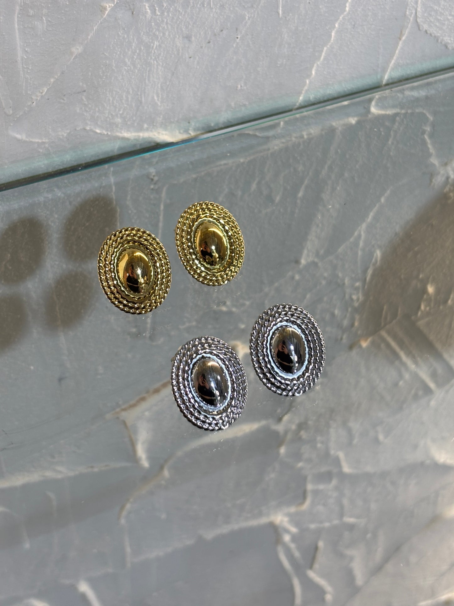 Σκουλαρίκια χρυσό ασημί με κλιπ