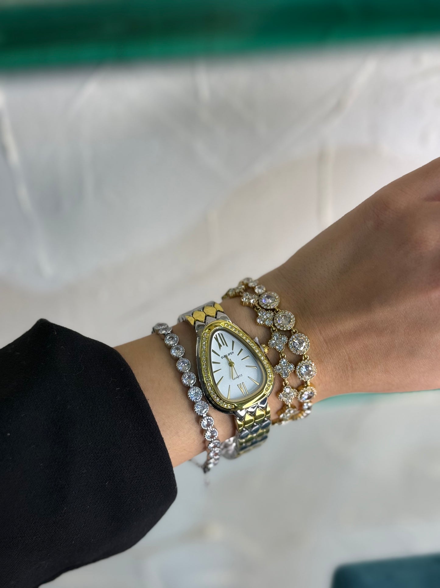 Serpenté ✨Ατσάλινο Ρολόι Χρυσό Ασημί