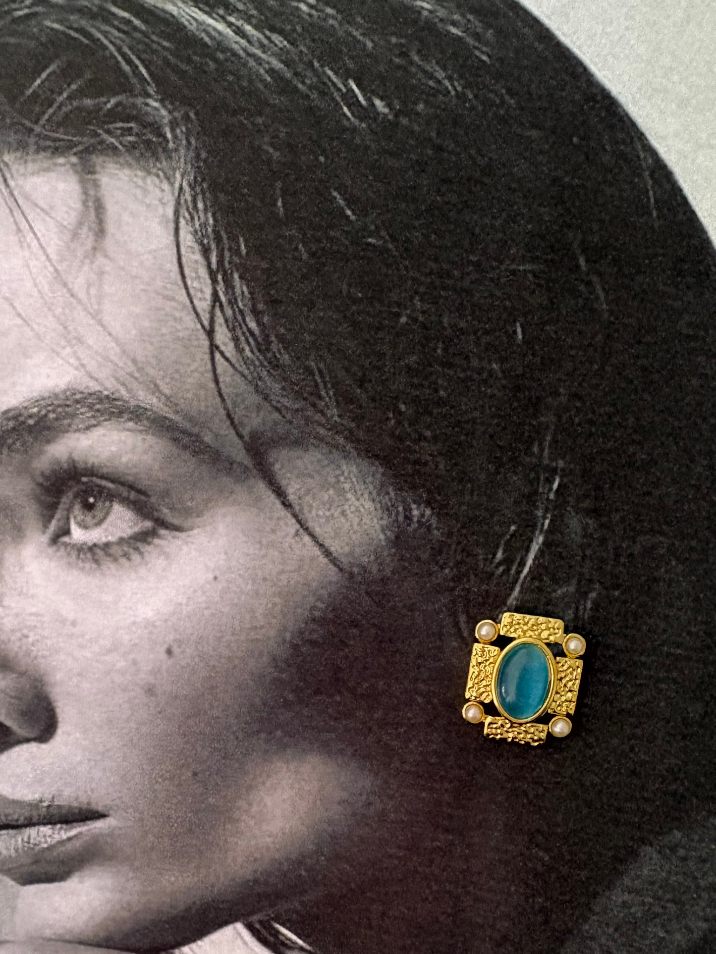 Aegean Royal – Turquoise Gold Ατσάλινο Σκουλαρίκι
