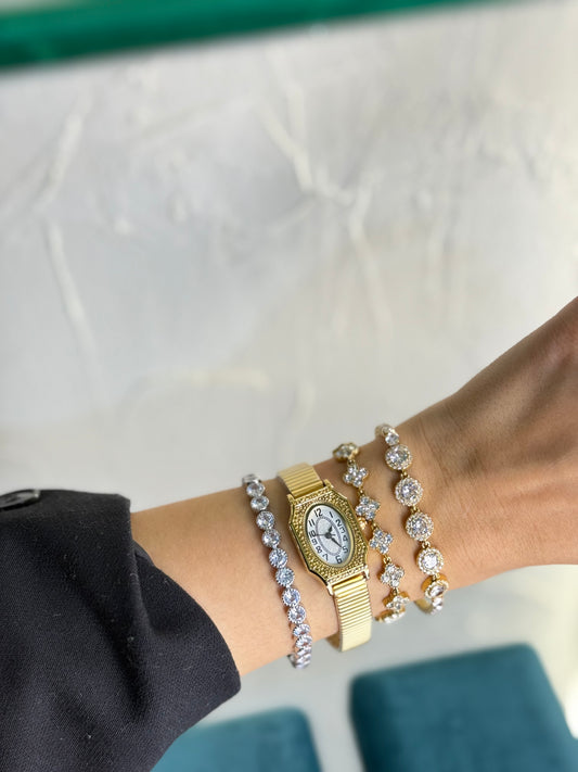 Valentina Princess Ατσάλινο Ρολόι Χρυσό 👑