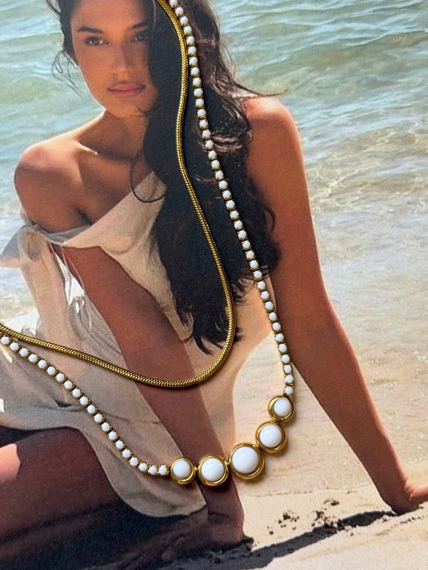 Ivory Coast Ατσάλινο Layered Κολιέ ✨🐚