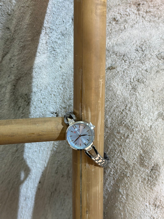 Ρολόι "Snow watch " με Γαλαζιο Στρογγυλό Καντράν και Ασημι Λουρί | Ατσάλινη Κατασκευή