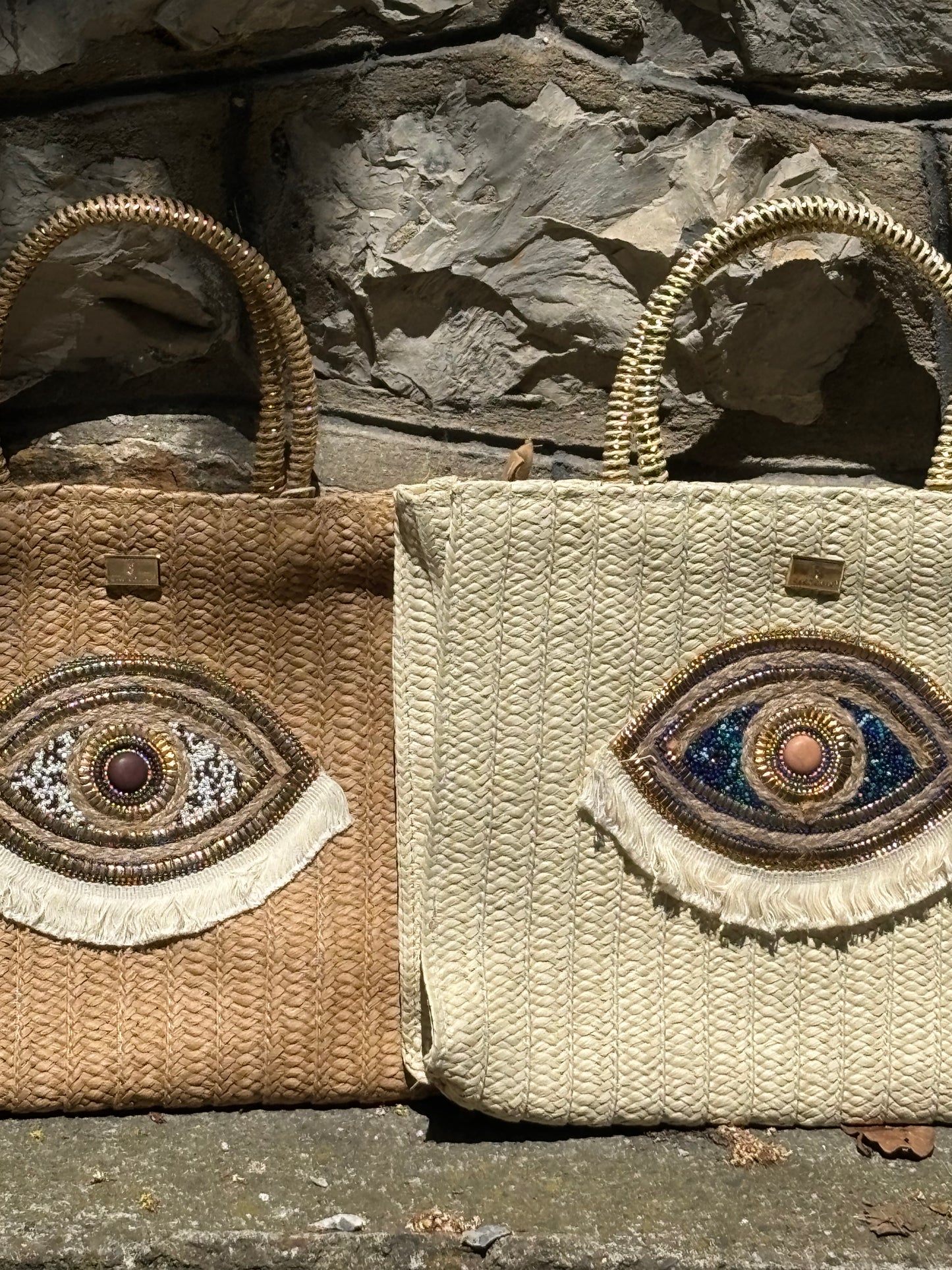 "Eyeconic Aura" - Ψάθινη Τσάντα με Μάτι