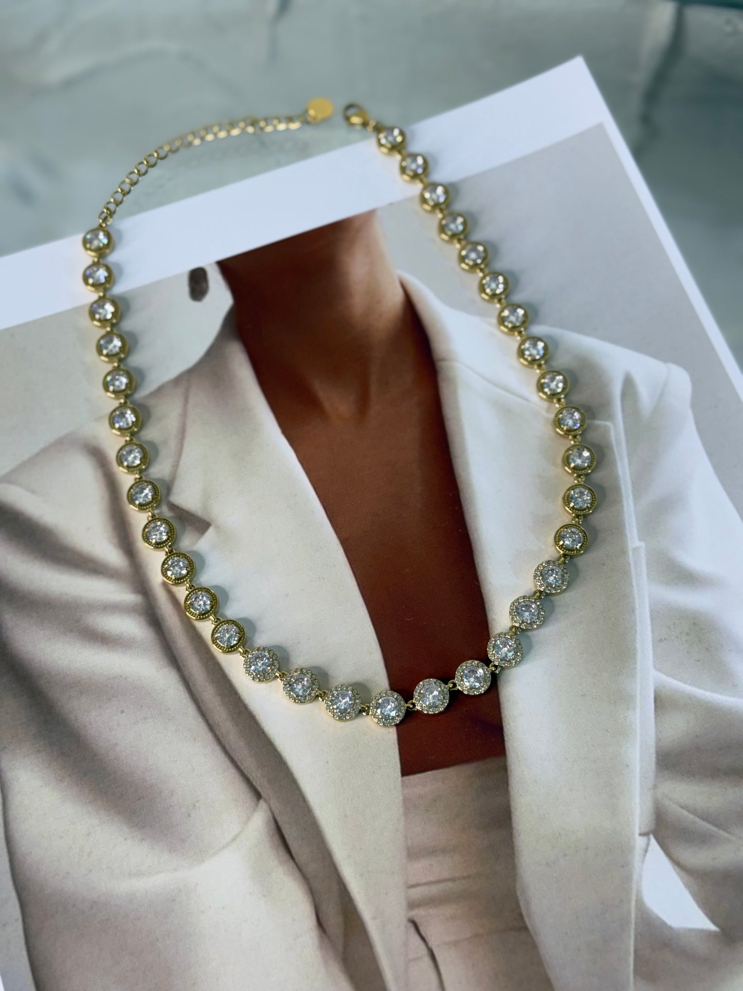 Marinas necklace Ατσαλινο με πετράδια σε χρυσό χρώμα