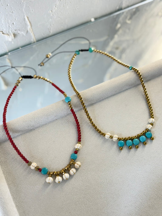 Κολιέ "Jasmine" Τιρκουάζ-Χρυσό - Δικής μας παραγωγής | Pnoe Studio