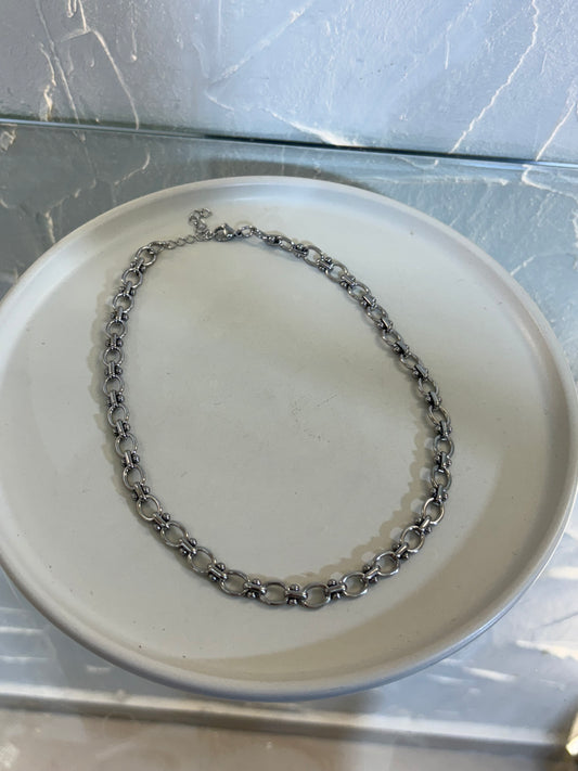 Κολιέ ασημένιο ατσάλινο με κρίκους