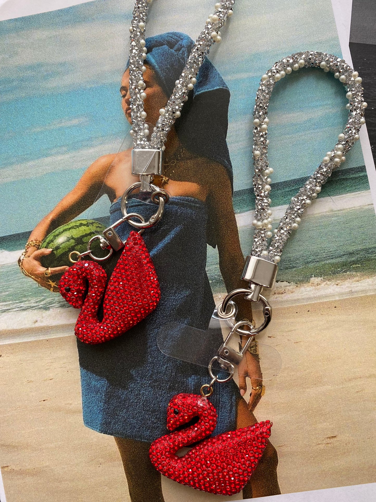 Luxury Swan Crystal Charm Strap- Μπρελόκ