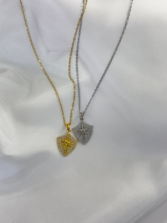 Κολιέ με Στρας σε Σχήμα Ασπίδας | Pnoe Studio