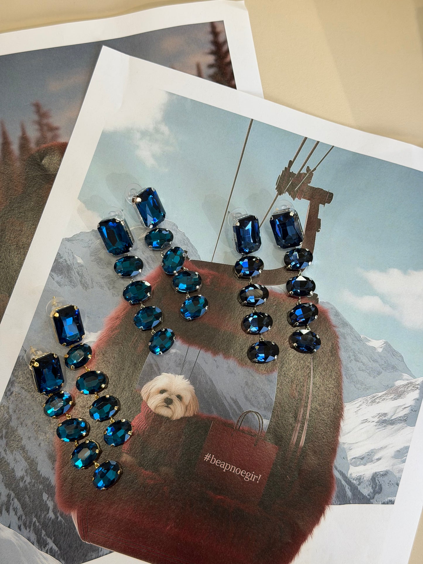 Midnight Azure Cascade Earrings | ανθεκτικός ορείχαλκος