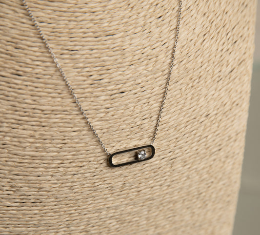 Κολίε Με Μια Πέτρα Ατσάλινο "Άρτεμις"