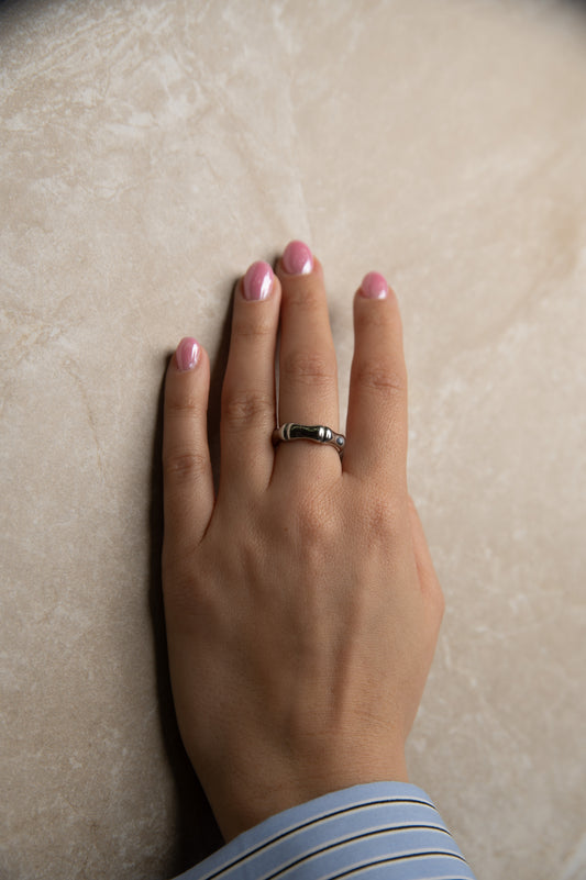 Δαχτυλίδι με Σχέδιο Μπαμπού σε Χρυσό και Ασημί Χρώμα | Μοντέρνο και Φυσικό