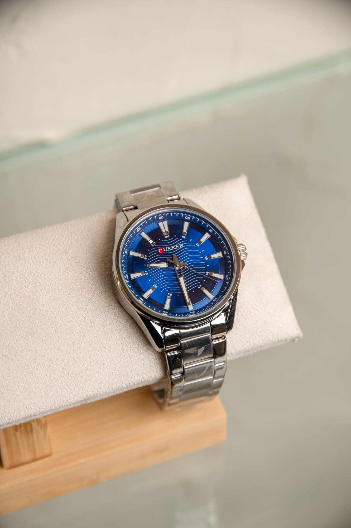 Curren Men's Watch with Silver Metal Bracelet & Blue Dial | Stylish & Classic
