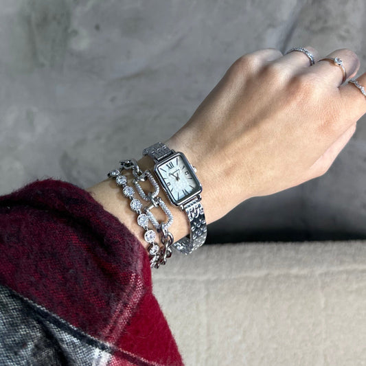 Ρολόι "Silver Radiance" με Άσπρο Καντράν και Ασημί Λουρί | Ατσάλινη Κατασκευή