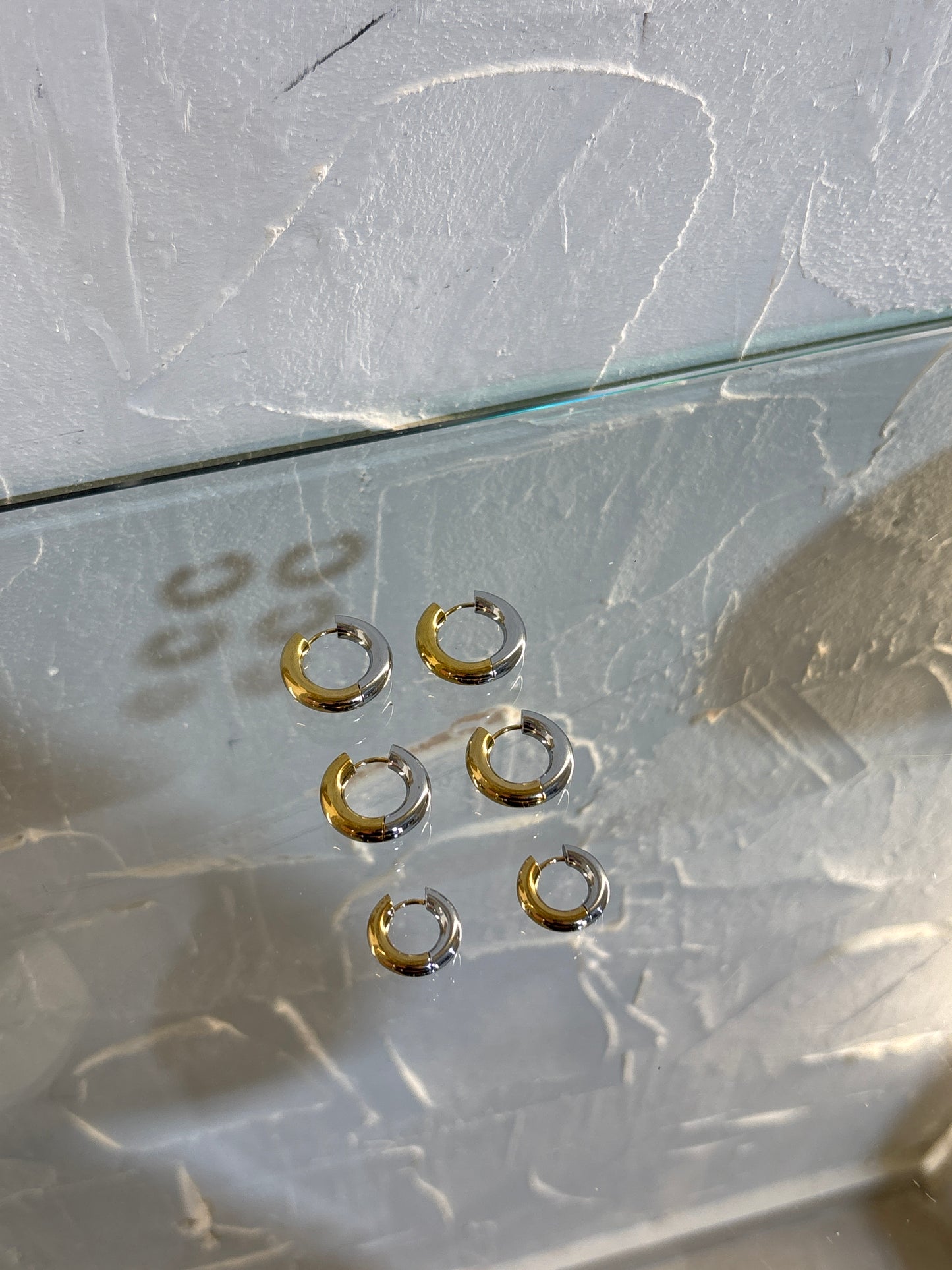 Κρίκοι μιξ χρυσό ασημί σε μεγέθη