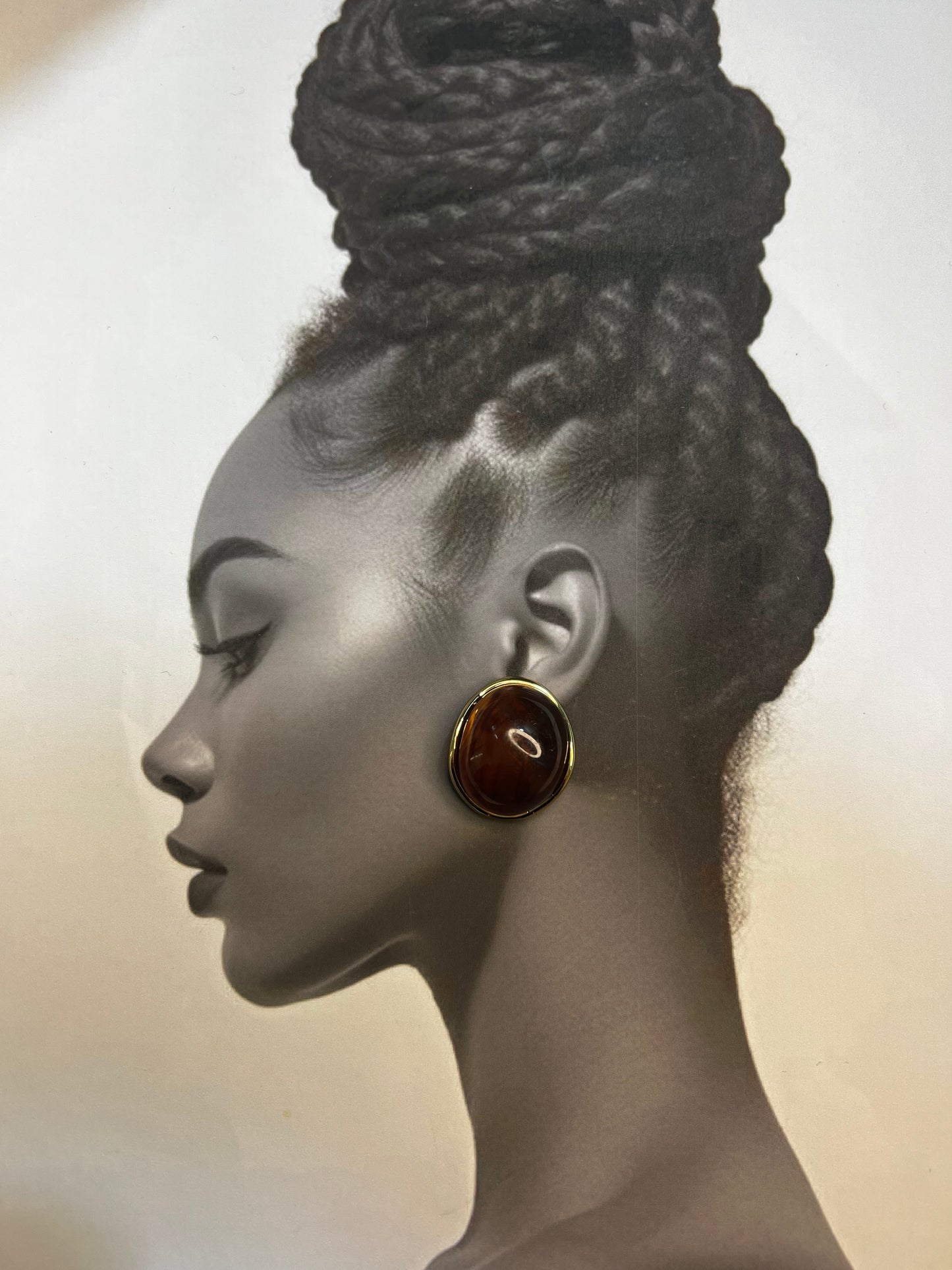 Amber Oval – Σκουλαρίκια Stainless Steel