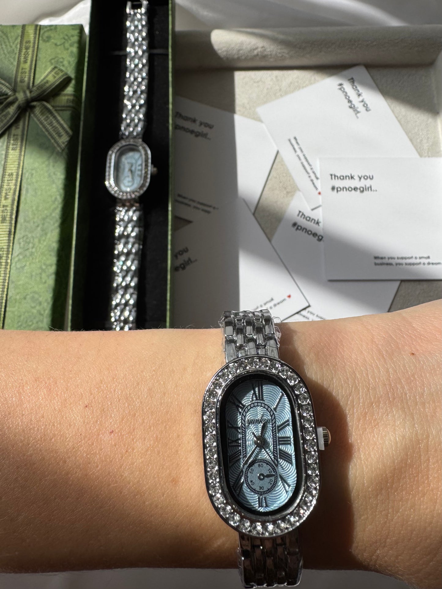 New viral silver steel watches with blue dial