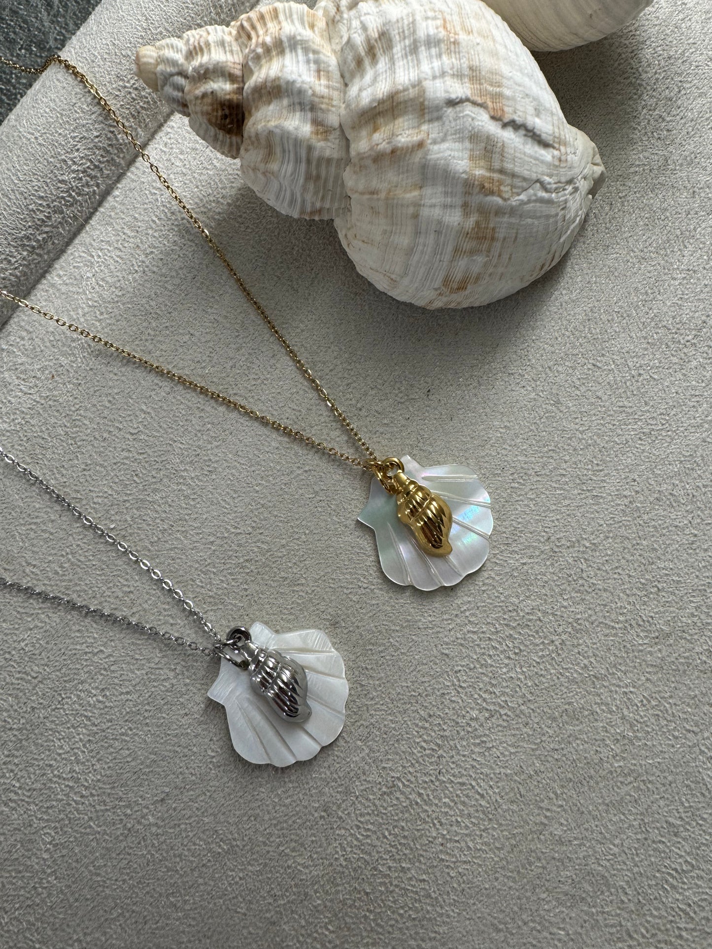 Κολιέ ατσαλινο "Pearl Shore" – Κοχύλι με Mother of Pearl