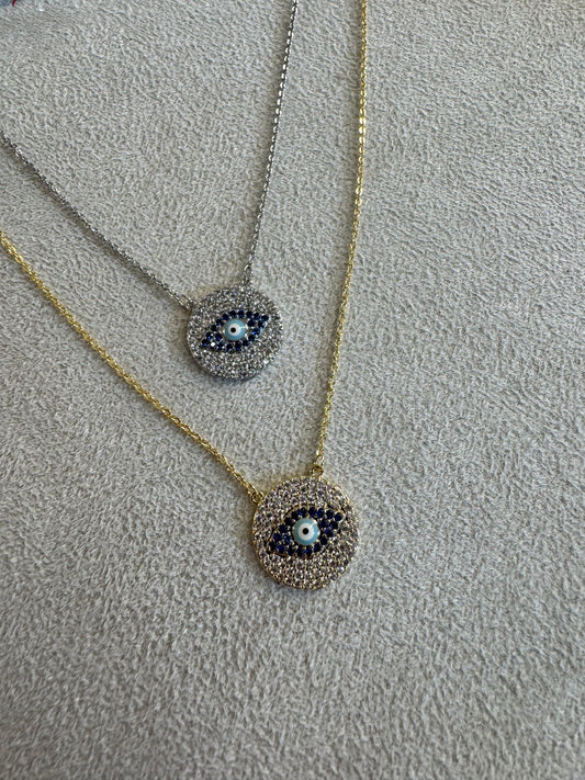 Κολιέ Aigaio – Μάτι με Ζιργκόν & Πέρλα σε Χρυσό ή Ασημί