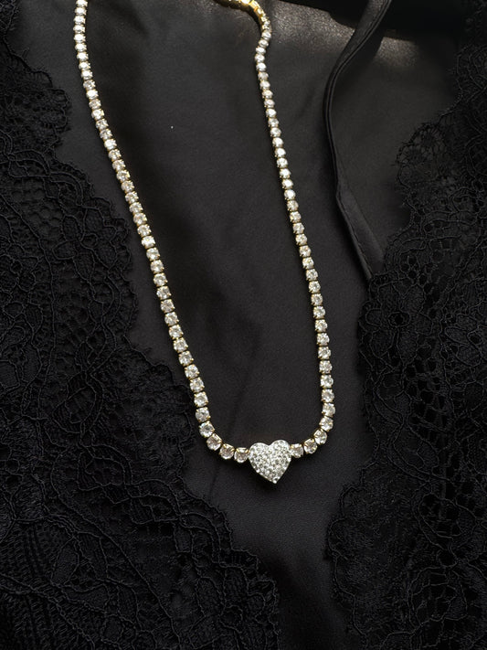 Cœur Doré - ατσάλινο χρυσό κολιέ με ζιργκόν πέτρες