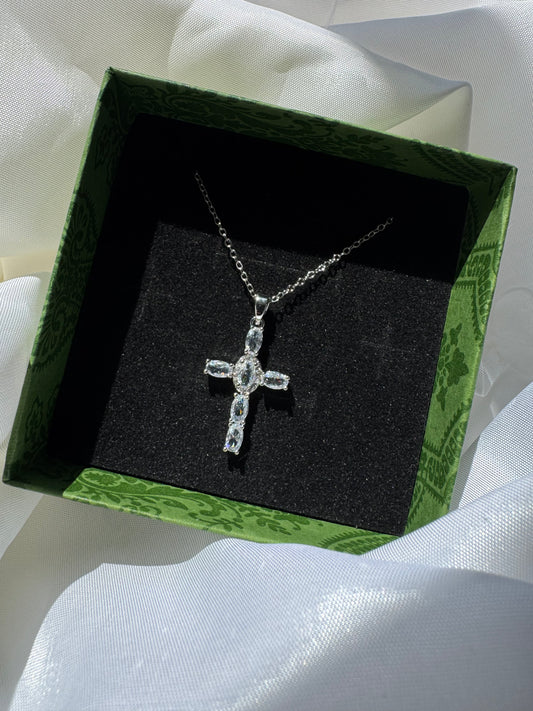 «Divine Sparkle» - ατσάλινο ασημένιο κολιέ με ζιργκόν πέτρες