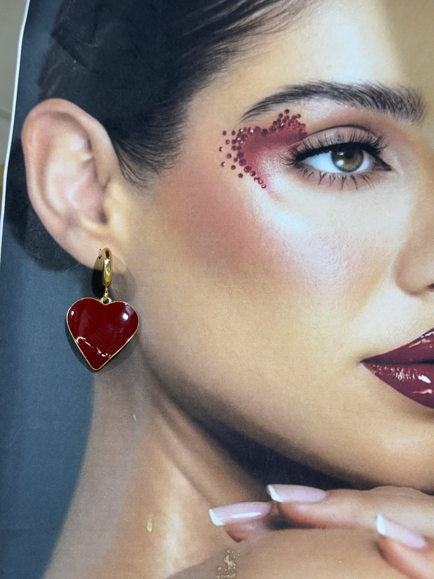 Wine Heart – σκουλαρίκια ανθεκτικός ορείχαλκος