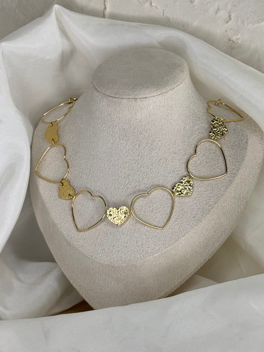 Golden Hearts - κολιέ stainless steel