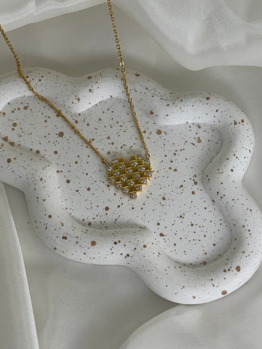 PIXEL HEART-κολιέ stainless steel
