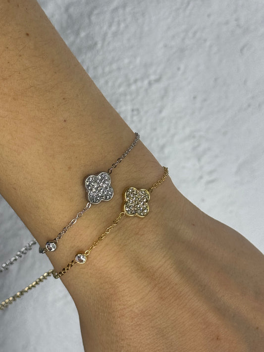 Crystal Clover - βραχιόλι stainless steel