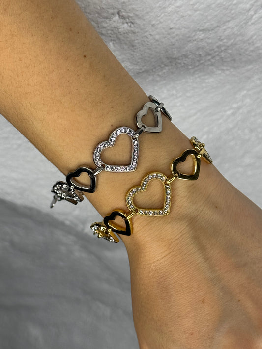 Linked Hearts-βραχιόλι stainless steel