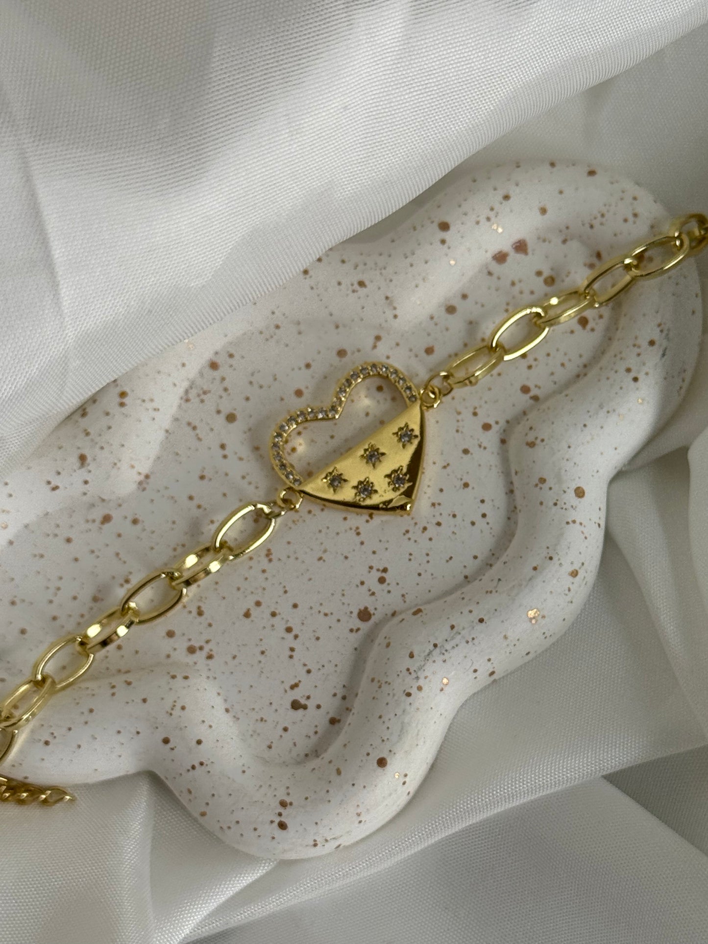 Midnight Heart-βραχιόλι από ανθεκτικό ορείχαλκο