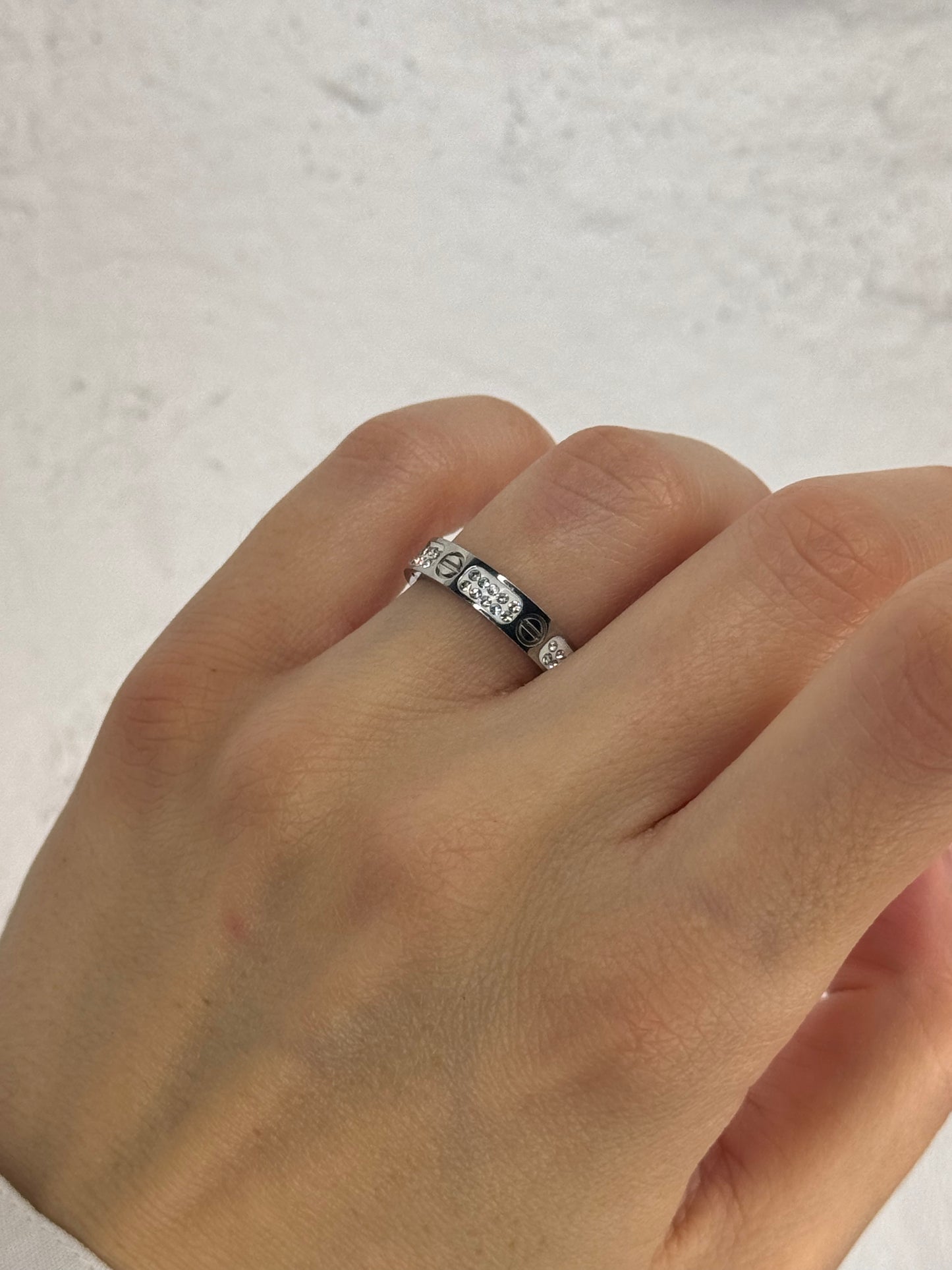 Crystal Row silver– δαχτυλίδι stainless steel