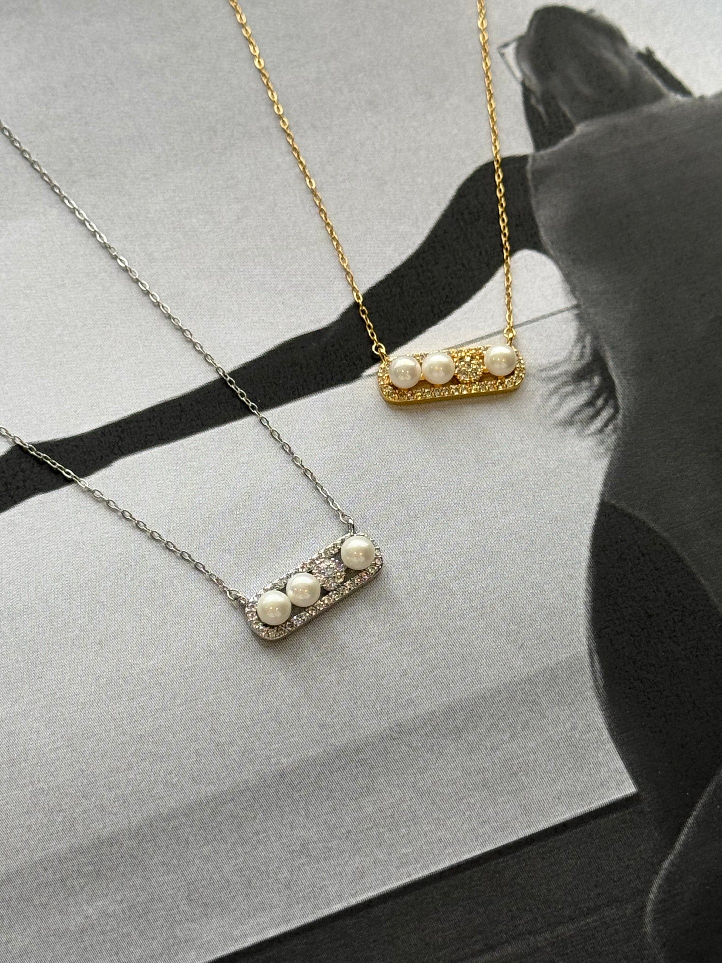 Pearl Trio Bar – Κολιέ Stainless Steel