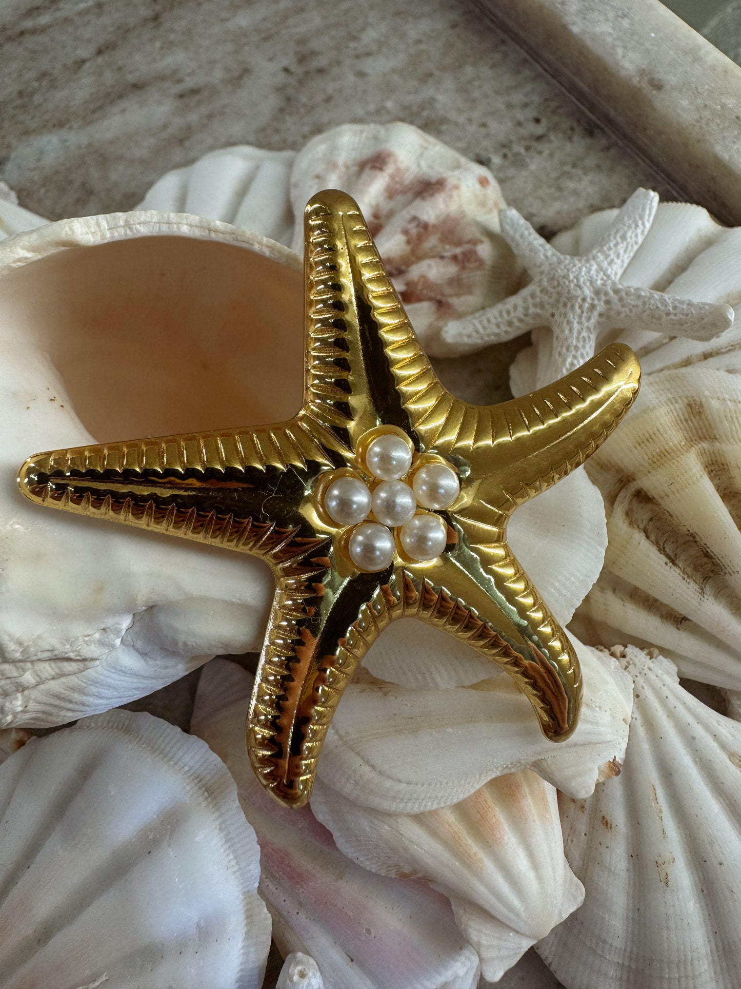 Δαχτυλίδι "Moana" Χρυσός Αστερίας με Πέρλες - Pnoe Studio