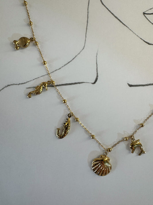 Κολιέ “Oceanella” Χρυσό με Θαλασσινά Μοτίβα – Pnoe Studio